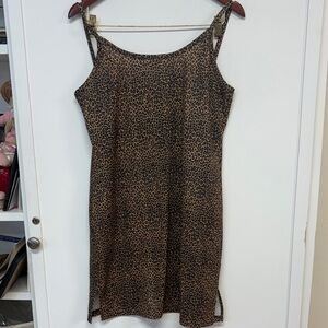 Leopard Print Slip Mini Dress - Brown